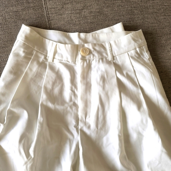 COMMENSE high rise wide leg, pleated trousers, off white pants, minimalist Sz sm - Picture 6 of 10